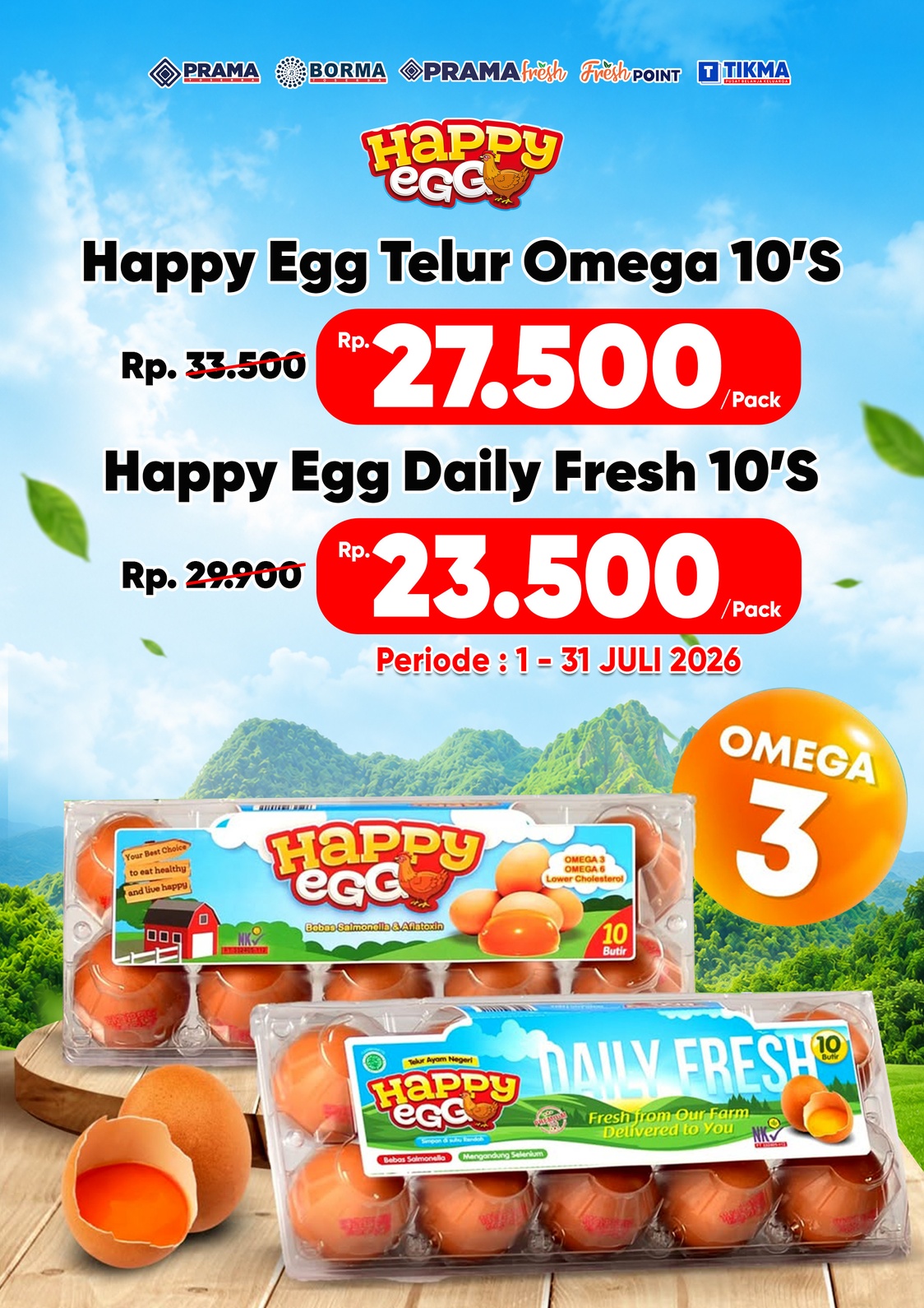 Promo HAPPY EGG TELUR OMEGA & DAILY FRESH