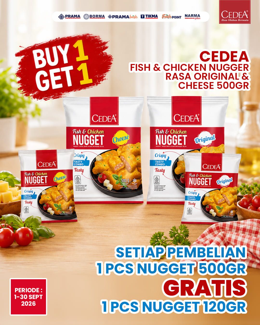 Promo FISH & CHICKEN NUGGET ORIGINAL & CHEESE 500GR